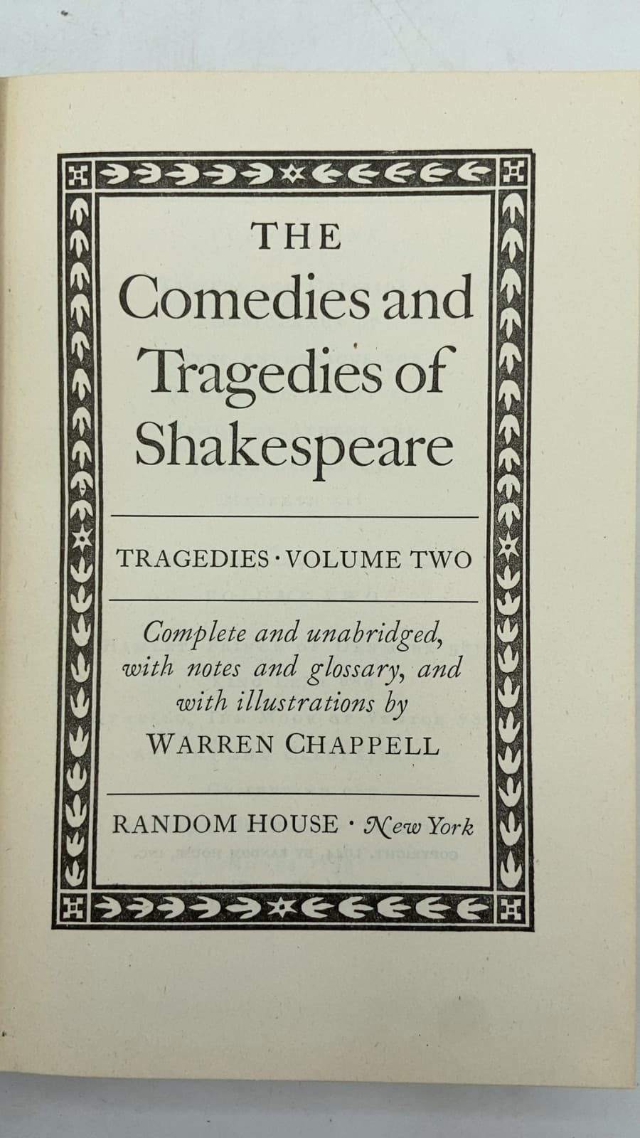 The Comedies and Tragedies of Shakespeare: Tragedies, Volume Two by William Shakespeare - title page