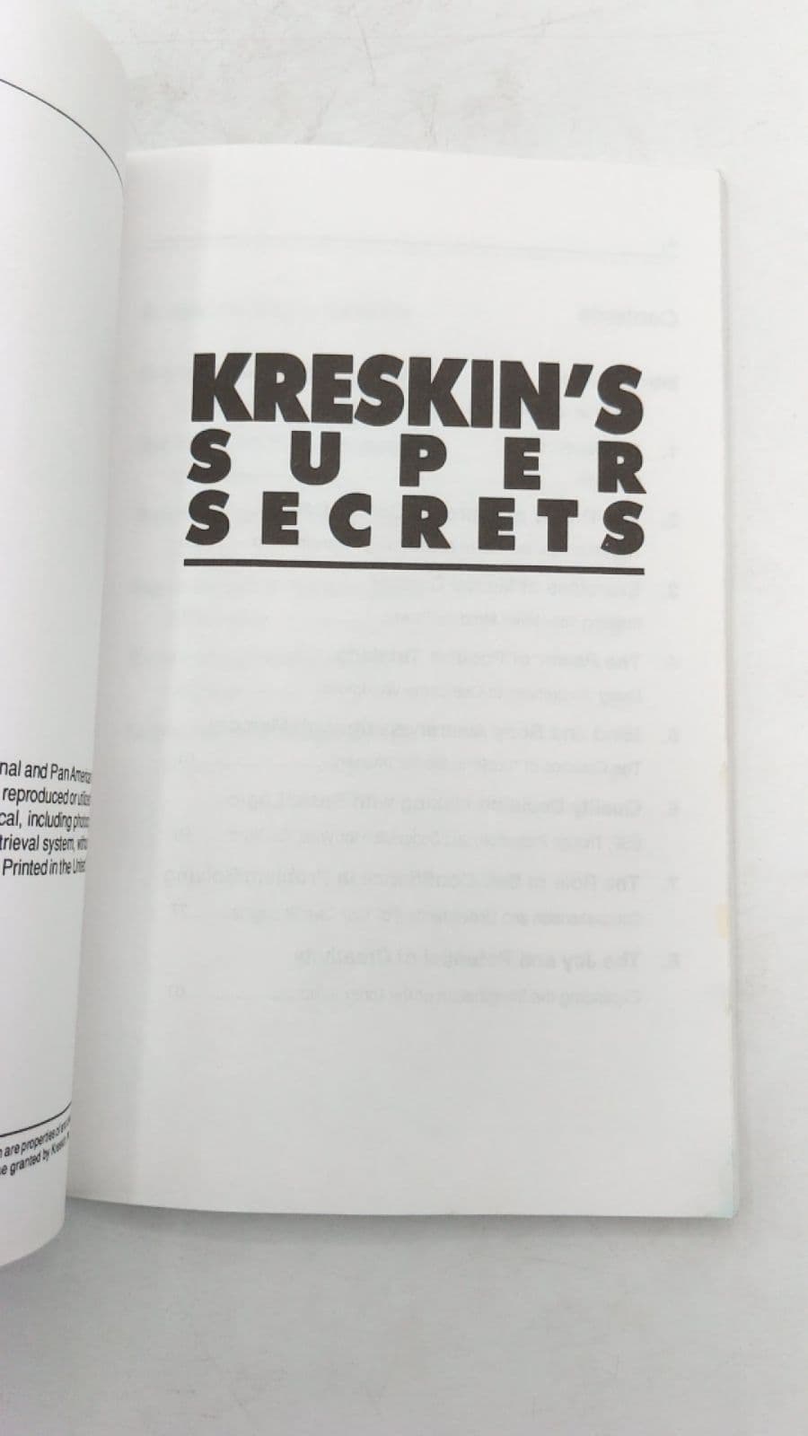 Kreskin's Super Secrets - title page