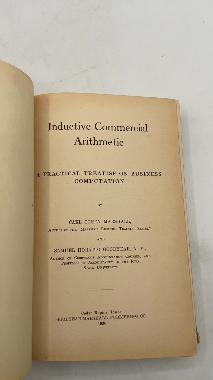 Inductive Commercial Arithmetic by Carl Coren Marshall and Samuel Horatio Goodyear - title page
