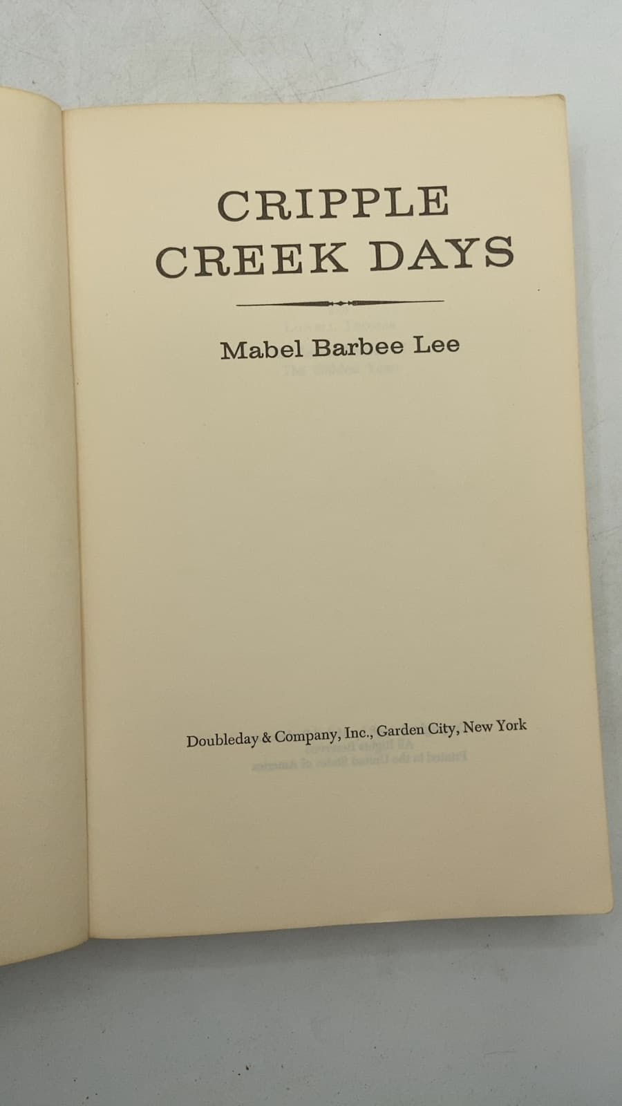 Cripple Creek Days by Mabel Barbee Lee - title page