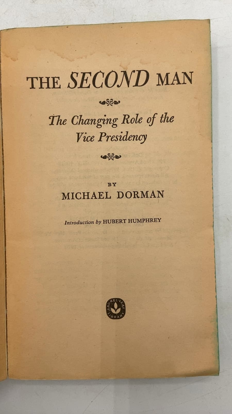 The Second Man by Michael Dorman - title page