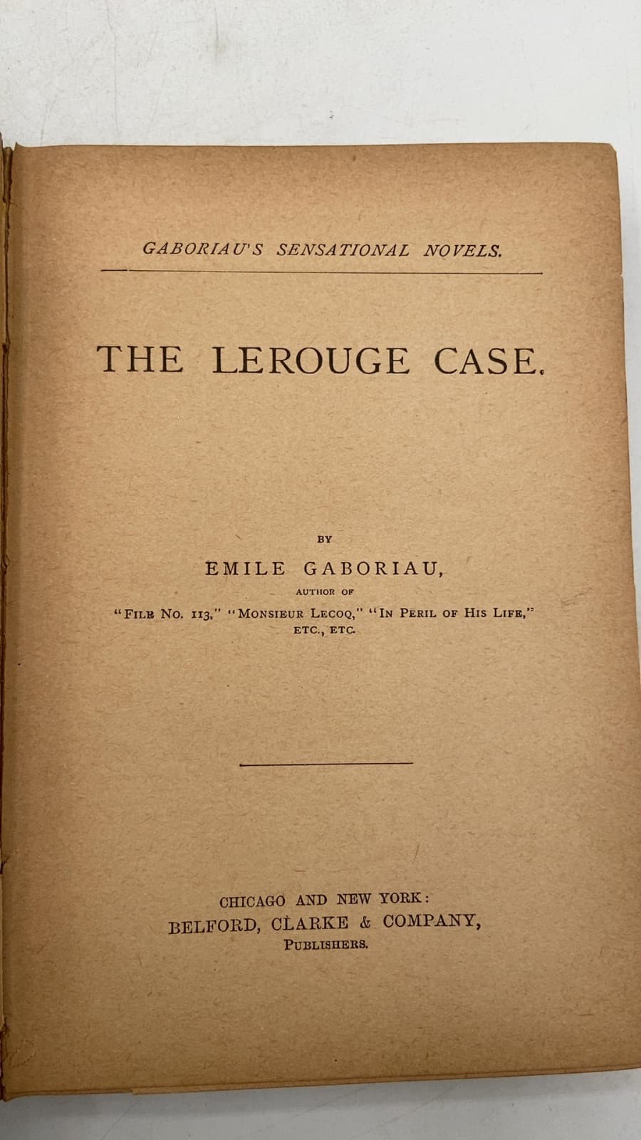 The Lerouge Case by Emile Gaboriau - title page