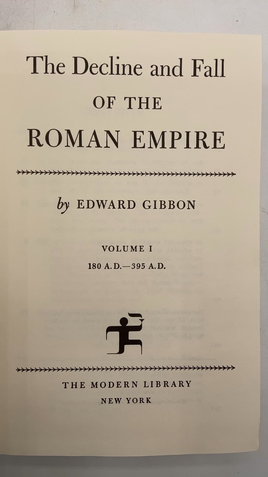 The Decline and Fall of the Roman Empire Volume I by Edward Gibbon - title page