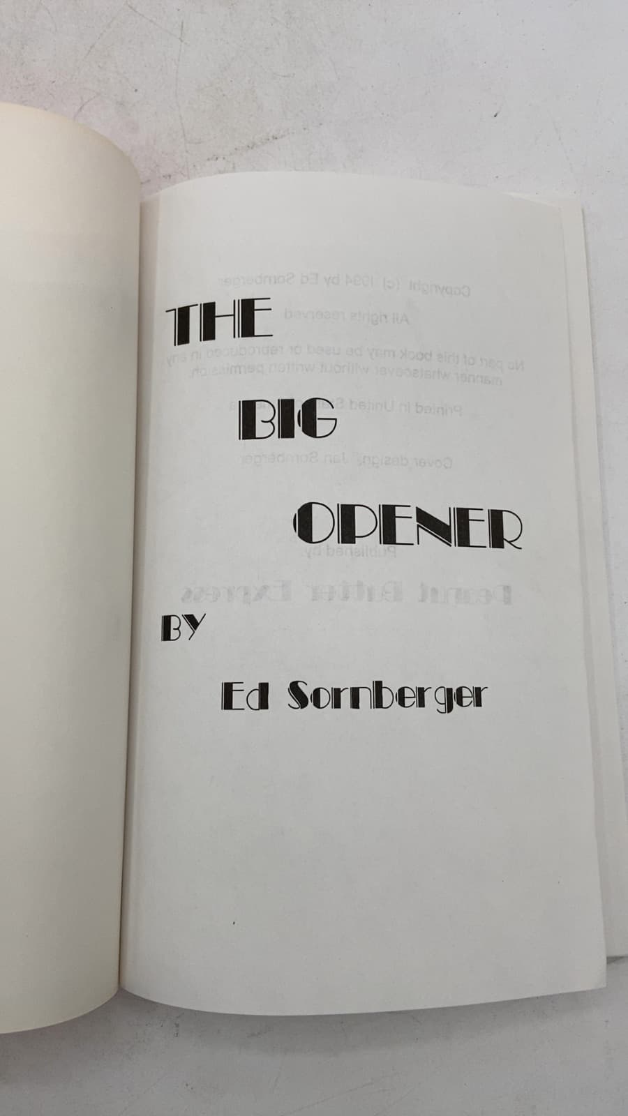 THE BIG Opener by Ed Sornberger - title page