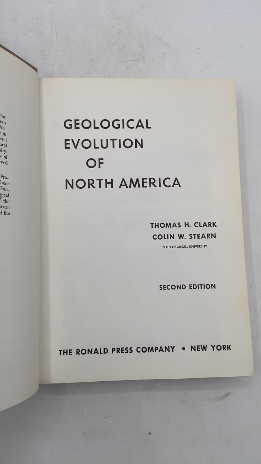 Geological Evolution of North America 2nd ed. by Thomas H. Clark, Colin W. Stearn - title page