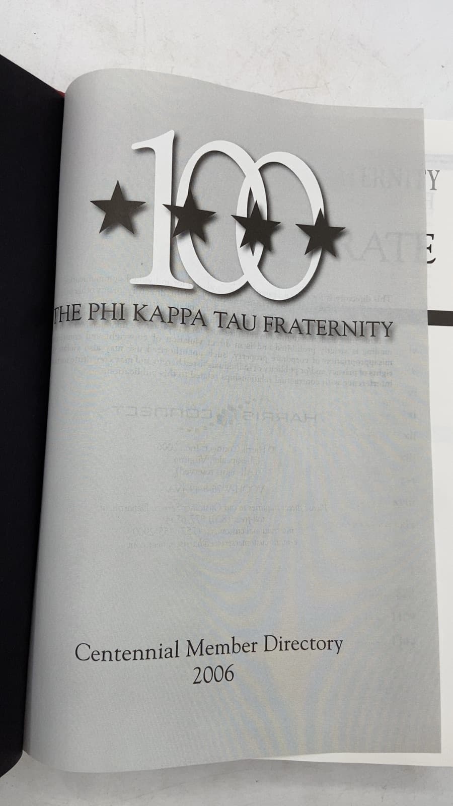 100 The Phi Kappa Tau Fraternity Centennial Member Directory - title page