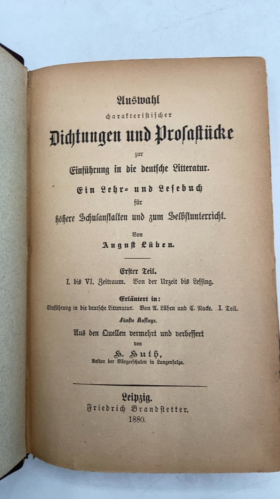 Auswahl charakteristischer Dichtungen und Prosastücke by August Lüben - title page