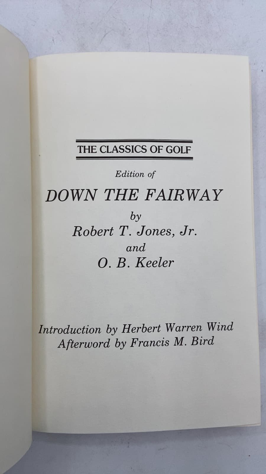Down the Fairway by Robert T. Jones, Jr. and O. B. Keeler - title page