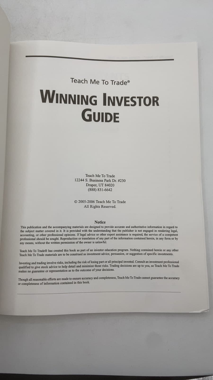 Winning Investor Guide - title page