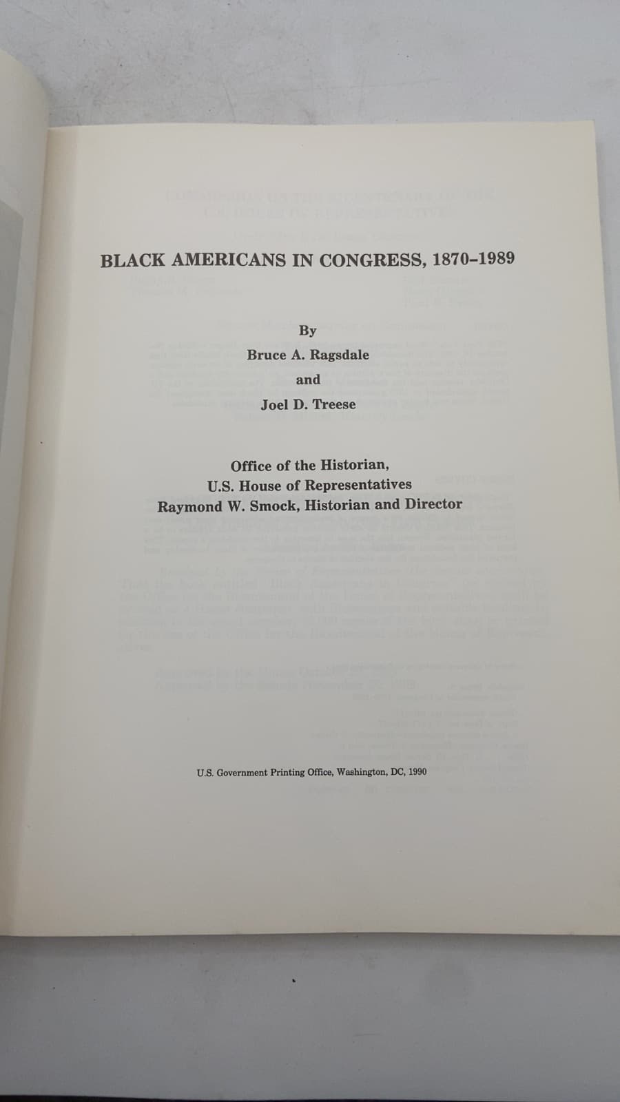 Black Americans in Congress, 1870-1989 by Bruce A. Ragsdale and Joel D. Treese - title page