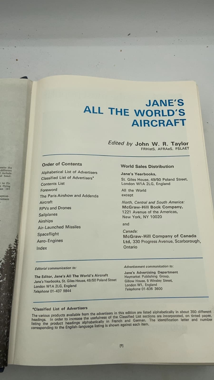 Jane's ALL THE World's Aircraft 1973-74 by Edited by John W. R. Taylor - title page