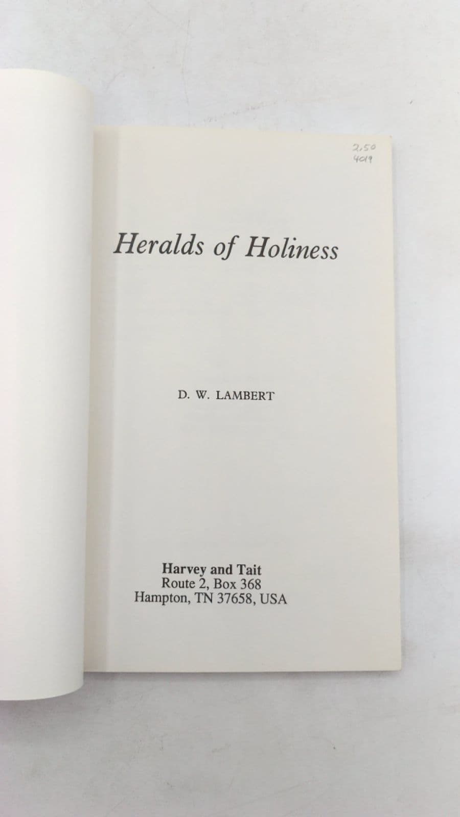 Heralds of Holiness by D. W. Lambert - title page