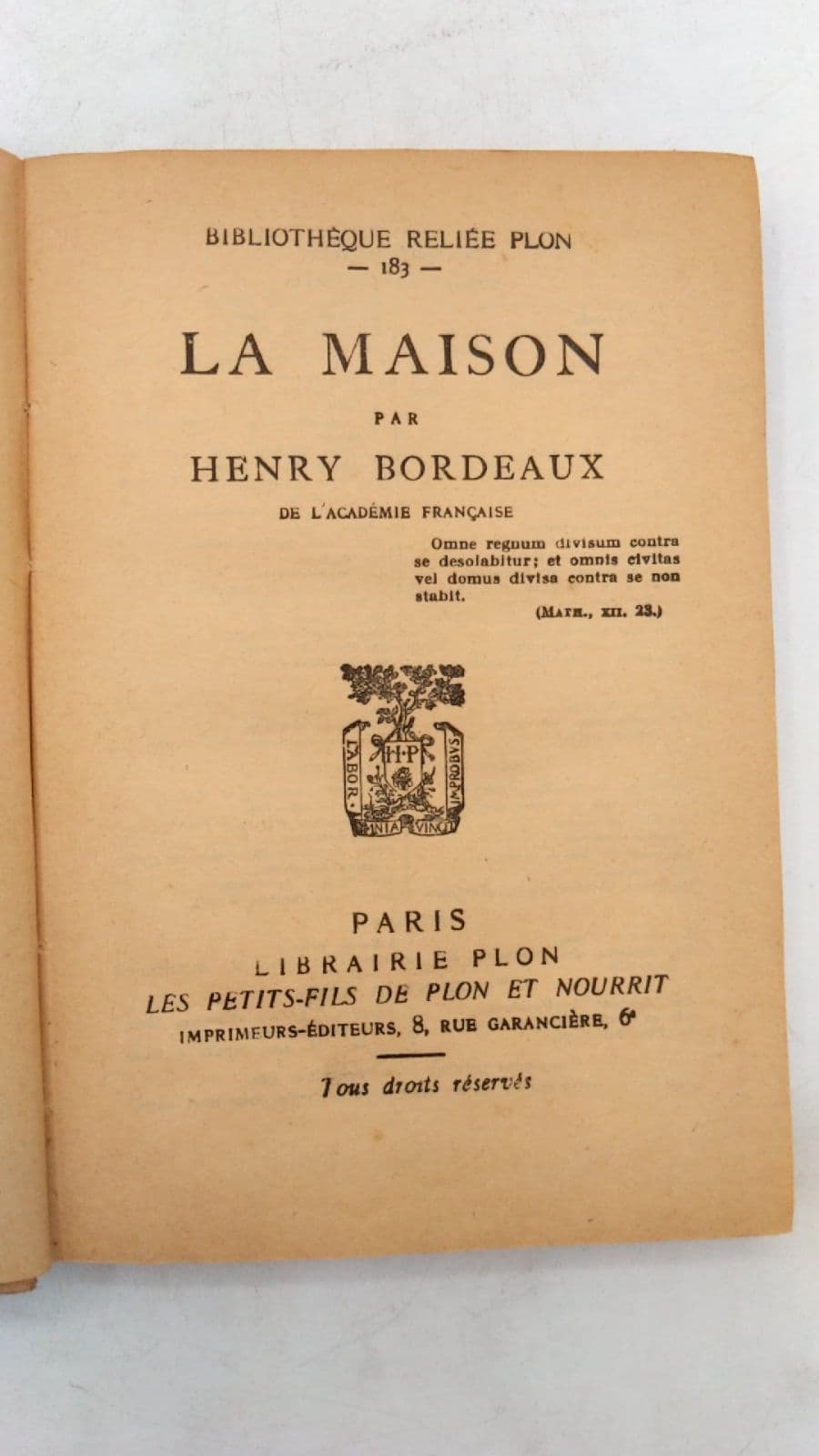 LA Maison by Henry Bordeaux - title page