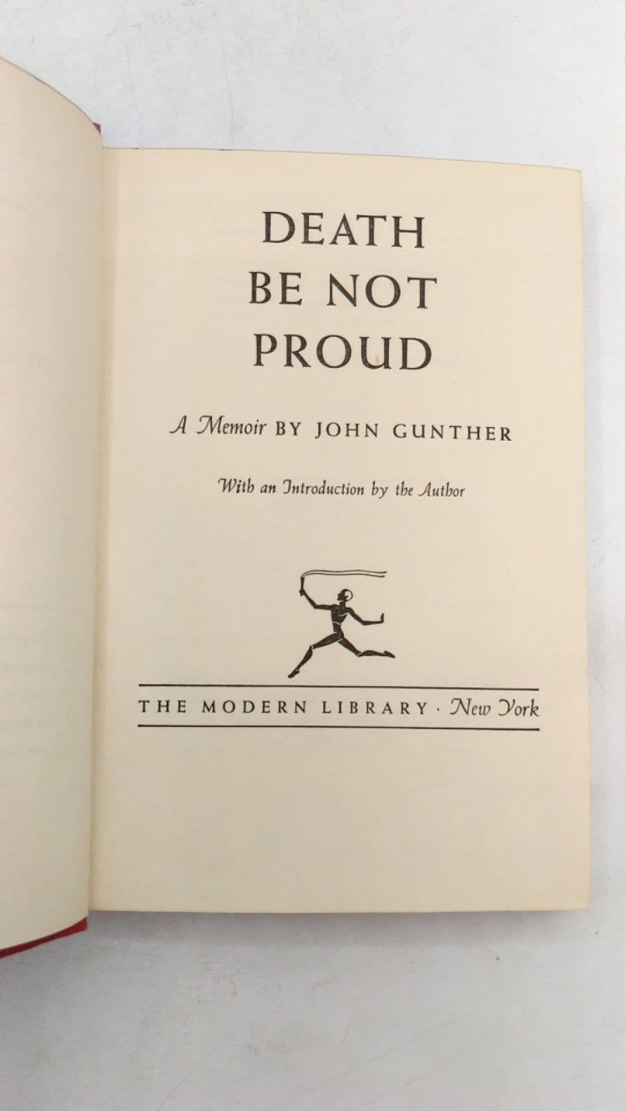 Death Be Not Proud by John Gunther - title page