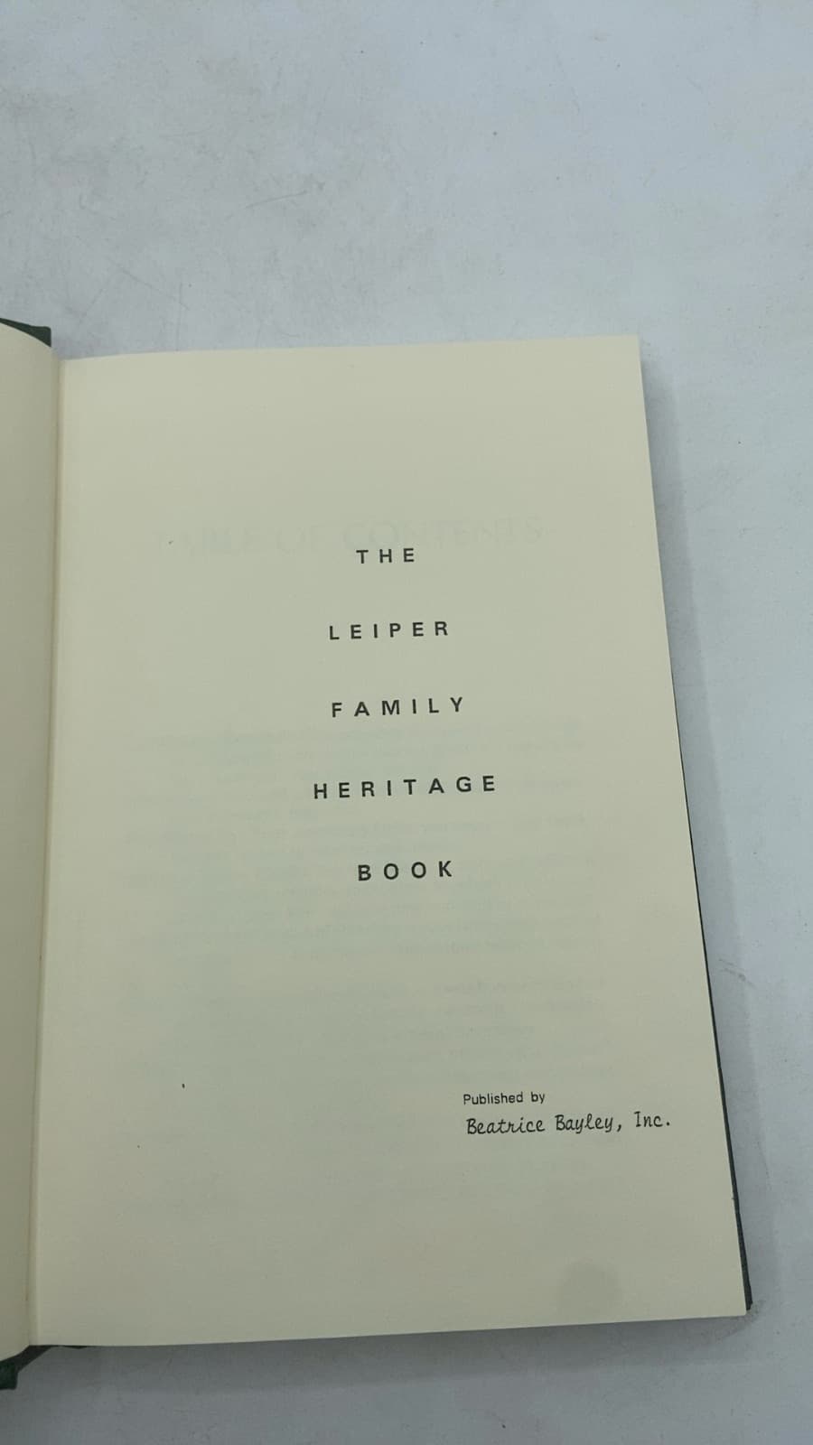 THE Leiper Family Heritage Book - title page