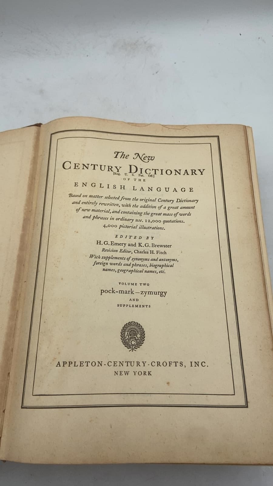 The New Century Dictionary of the English Language by Edited by H.G. Emery and K.G. Brewster - title page