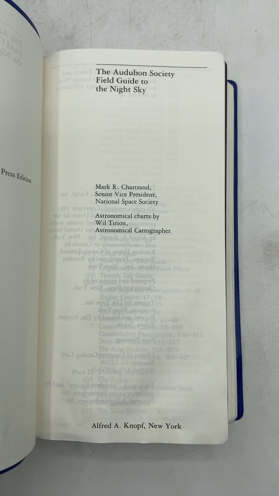 The Audubon Society Field Guide to the Night Sky by Mark R. Chartrand - title page