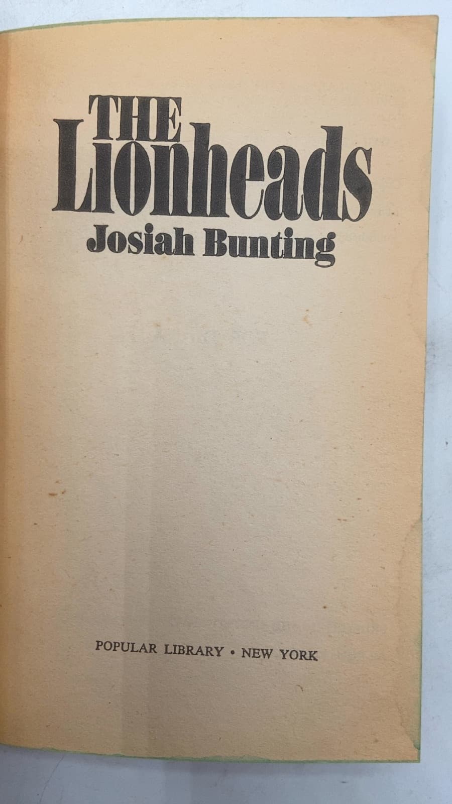 THE Lionheads by Josiah Bunting - title page