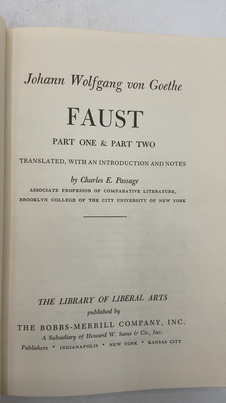 Faust, I & II by Johann Wolfgang von Goethe - title page