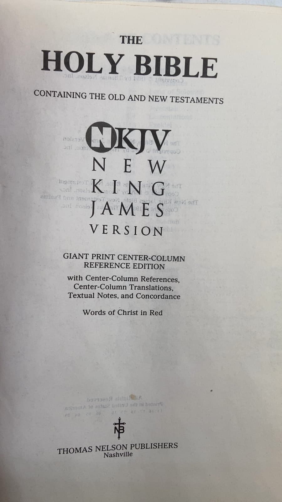 The Holy Bible, New King James Version: Giant Print Center-Column Reference Edition - title page