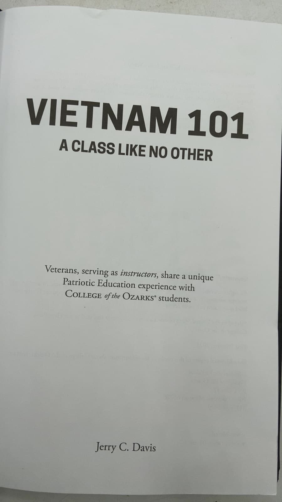 Vietnam 101 A Class Like NO Other by Jerry C. Davis - title page