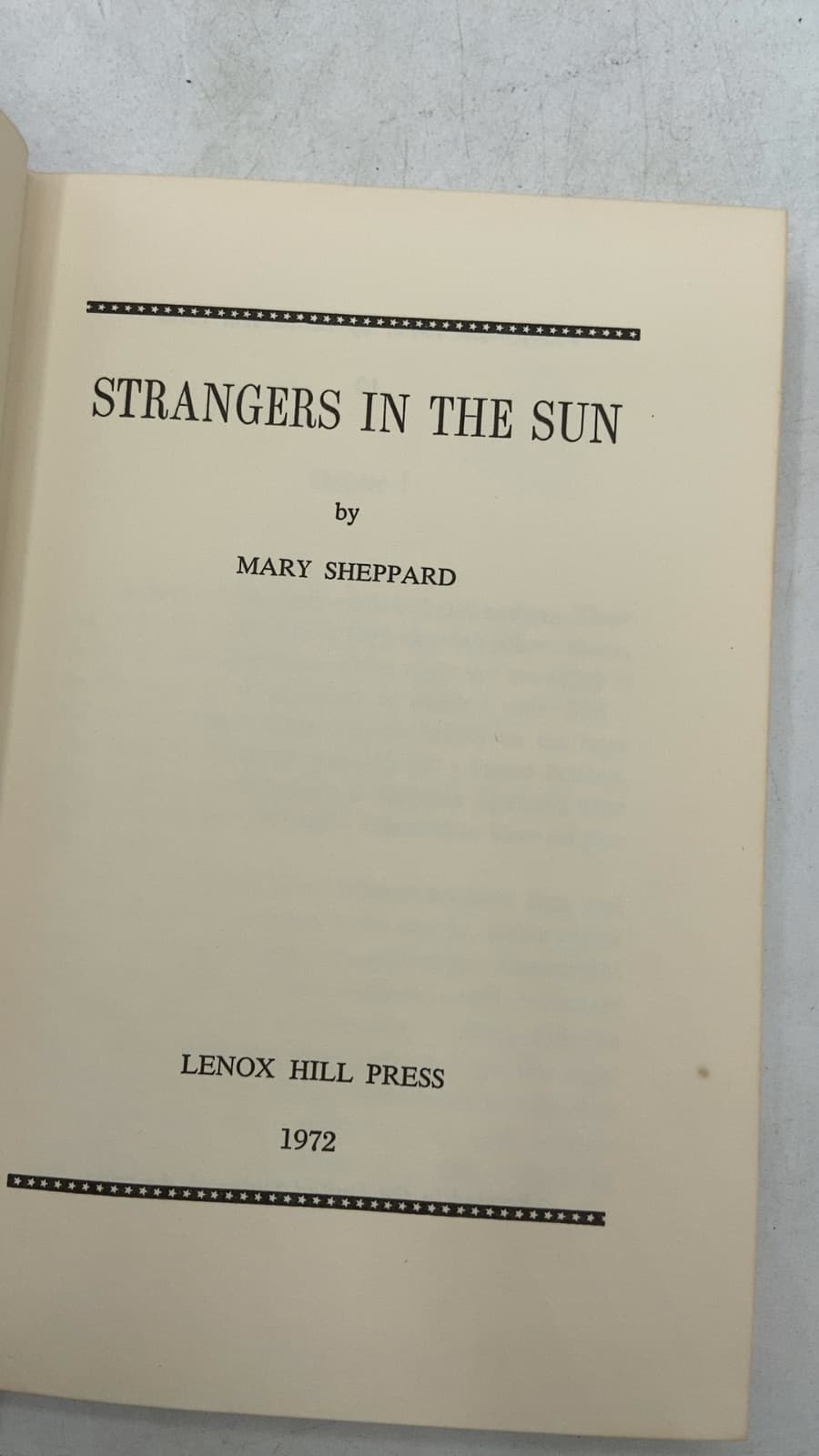 Strangers IN THE SUN by Mary Sheppard - title page