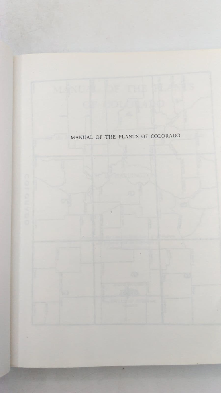 Manual OF THE Plants OF Colorado by Harold David Harrington - title page