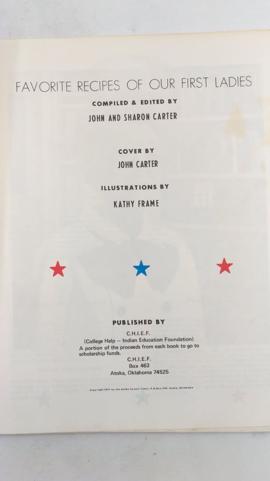 Favorite Recipes OF OUR First Ladies by John AND Sharon Carter - title page