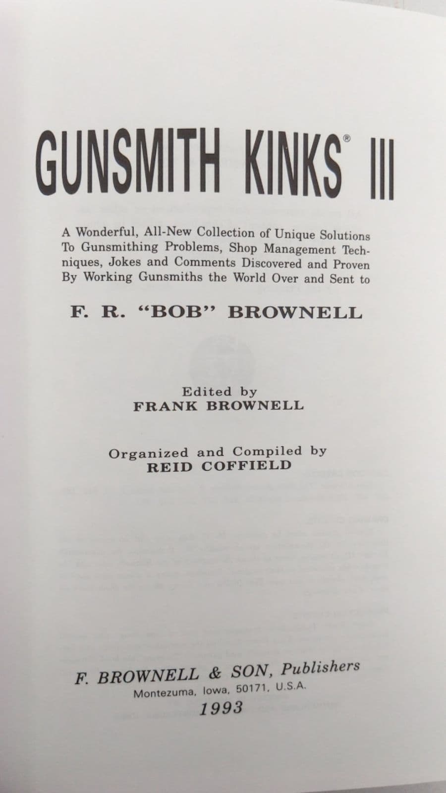 Gunsmith Kinks III by F. R. "Bob" Brownell - title page