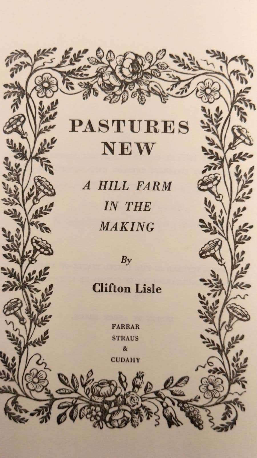 Pastures New: A Hill Farm in the Making by Clifton Lisle - title page