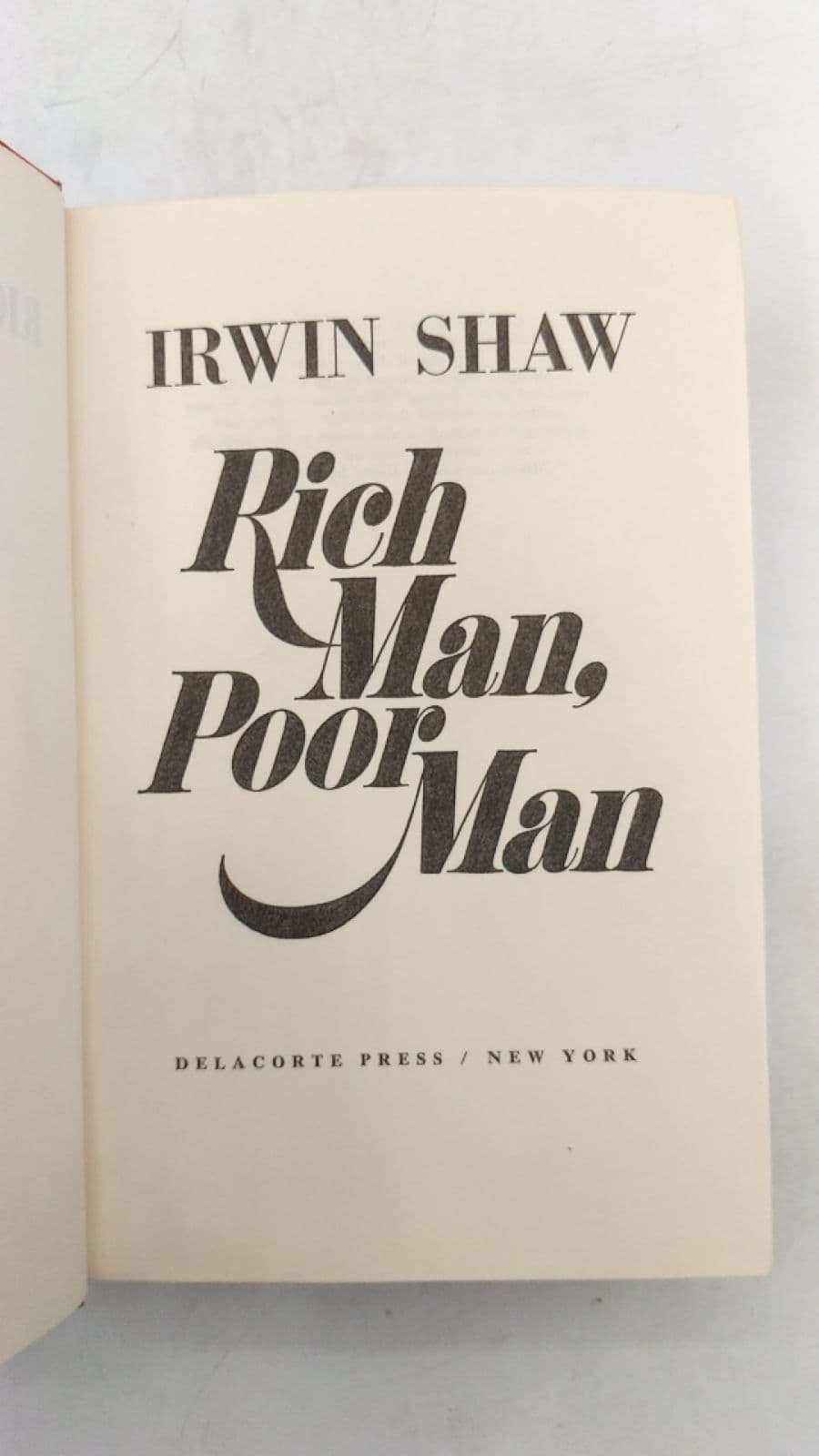 Rich Man, Poor Man by Irwin Shaw - title page