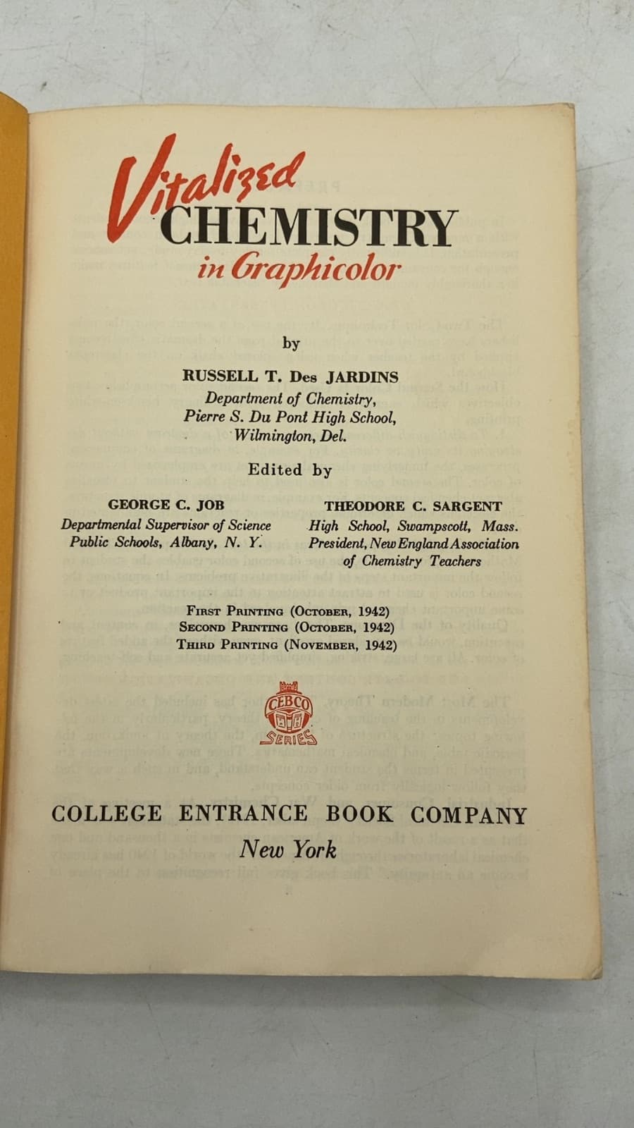 Vitalized Chemistry in Graphicolor by Russell T. Des Jardins - title page