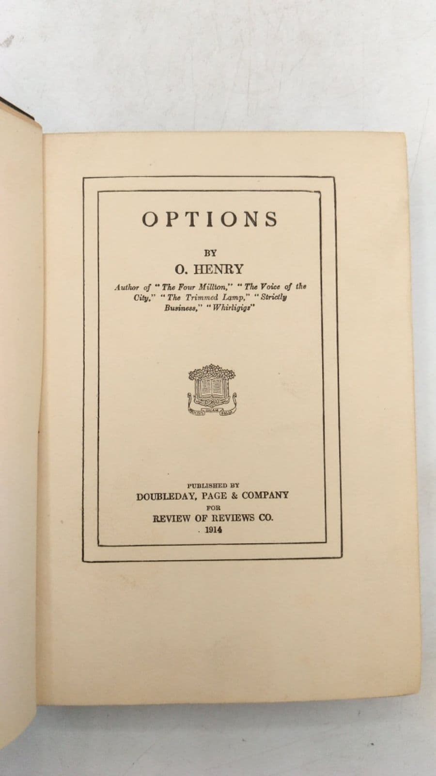 Options by O. Henry - title page