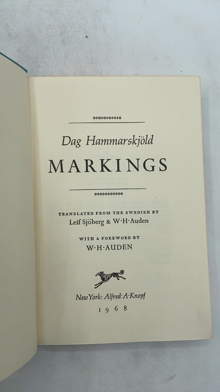 Markings by Dag Hammarskjöld - title page