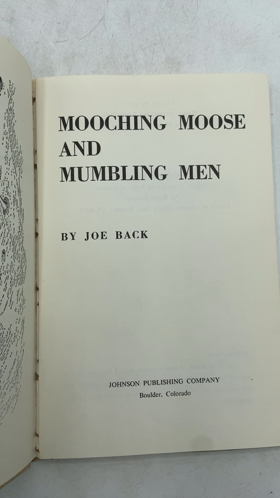 Mooching Moose and Mumbling Men by Joe Back - title page