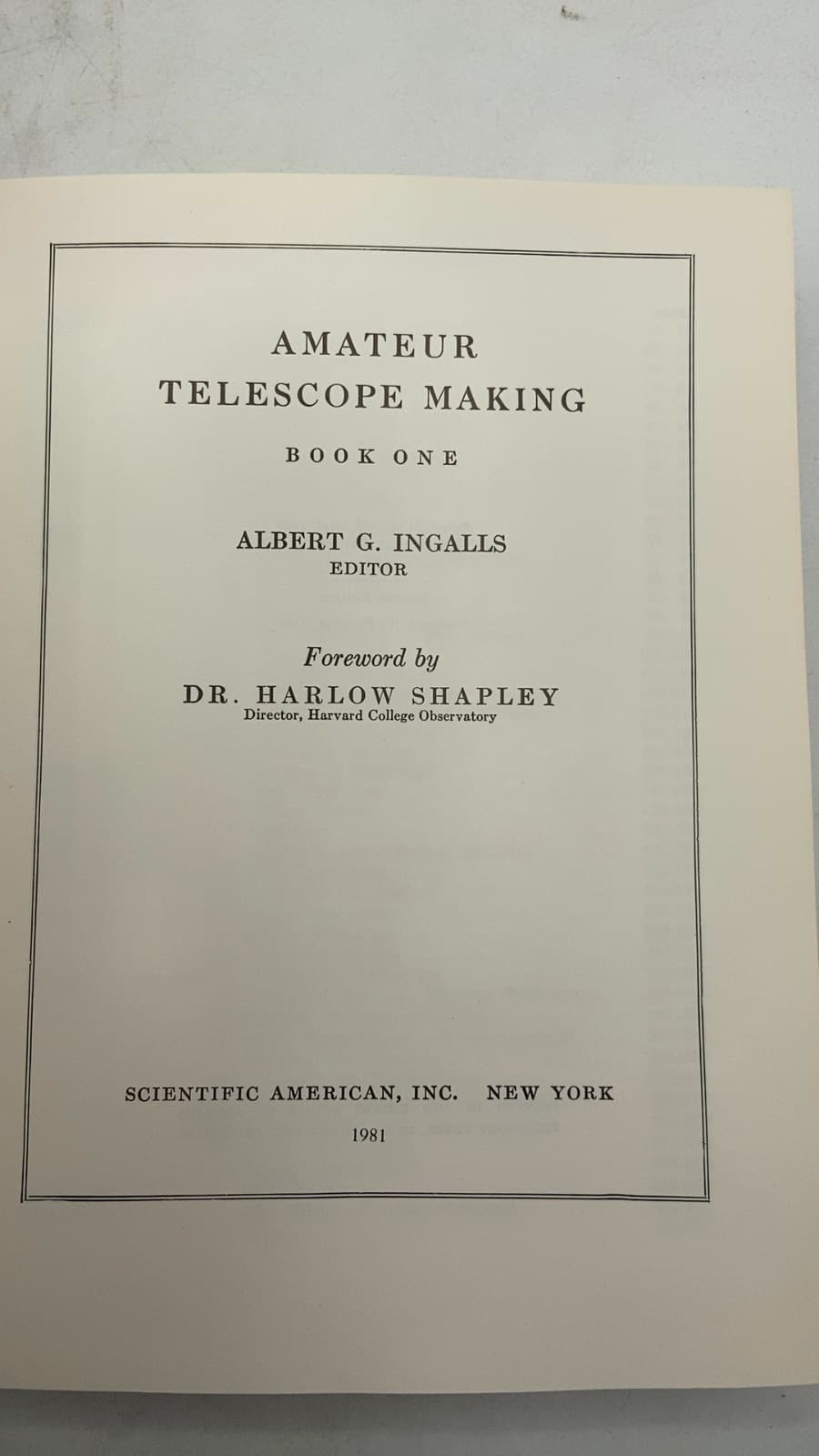 Amateur Telescope Making Book ONE by Albert G. Ingalls - title page