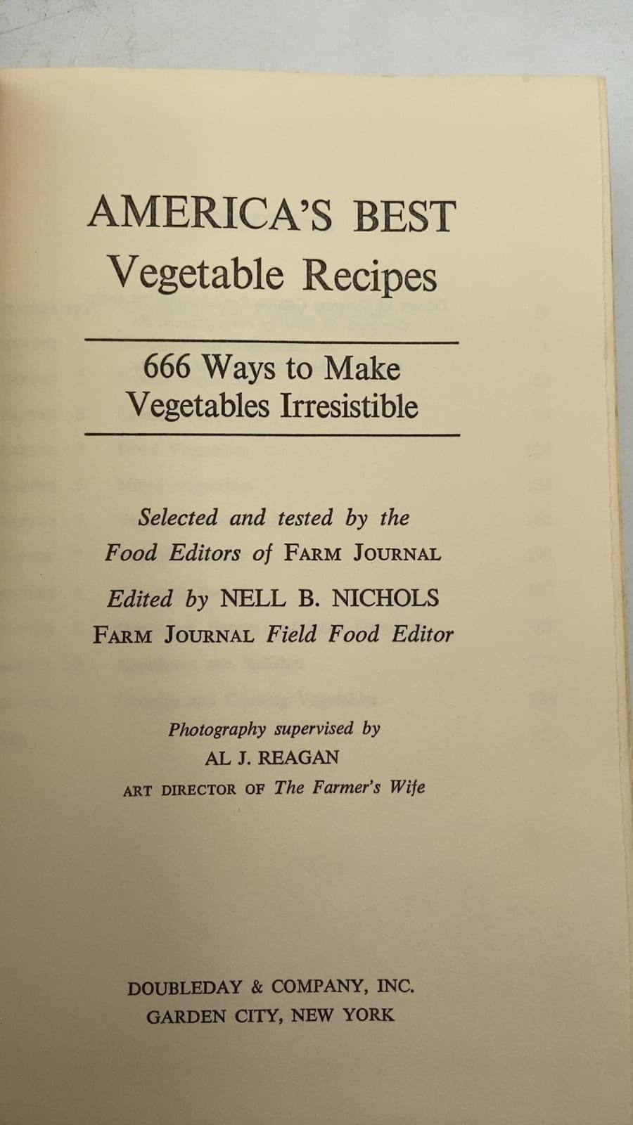 America's Best Vegetable Recipes by Nell B. Nichols - title page