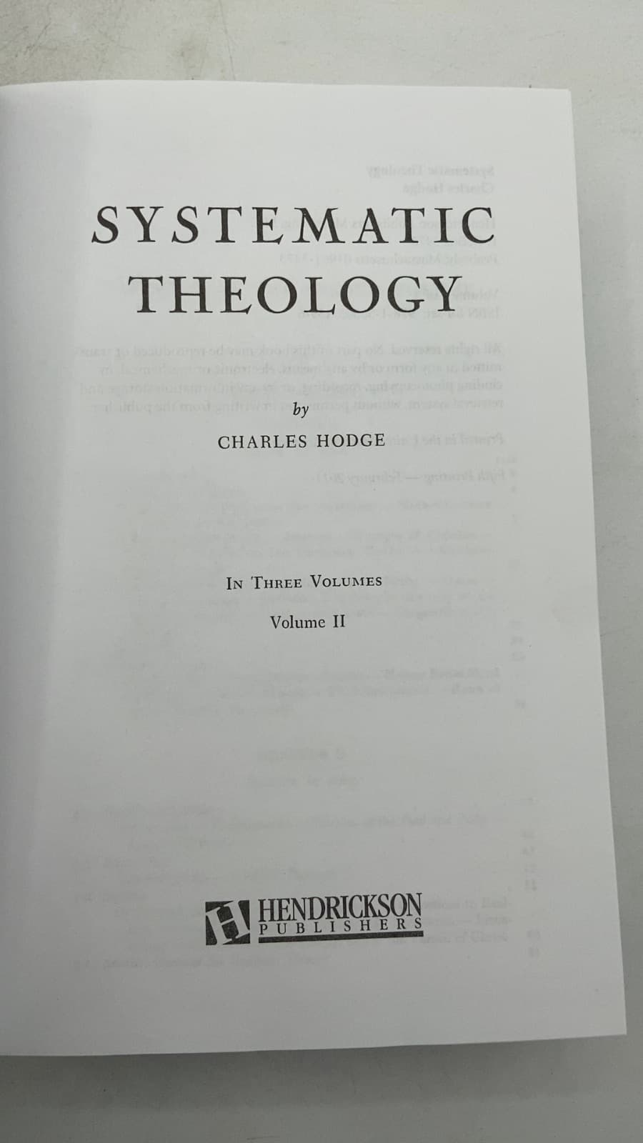 Systematic Theology, Volume II by Charles Hodge - title page