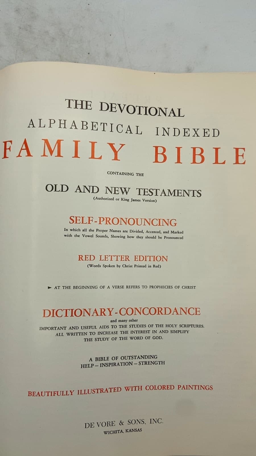 The Devotional Alphabetical Indexed Family Bible - title page