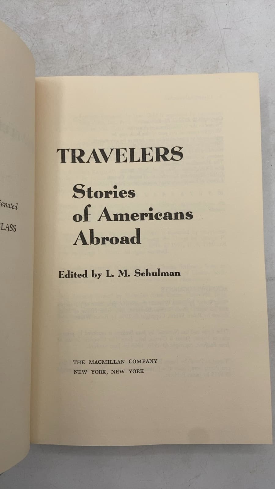Travelers: Stories of Americans Abroad by Edited by L. M. Schulman - title page