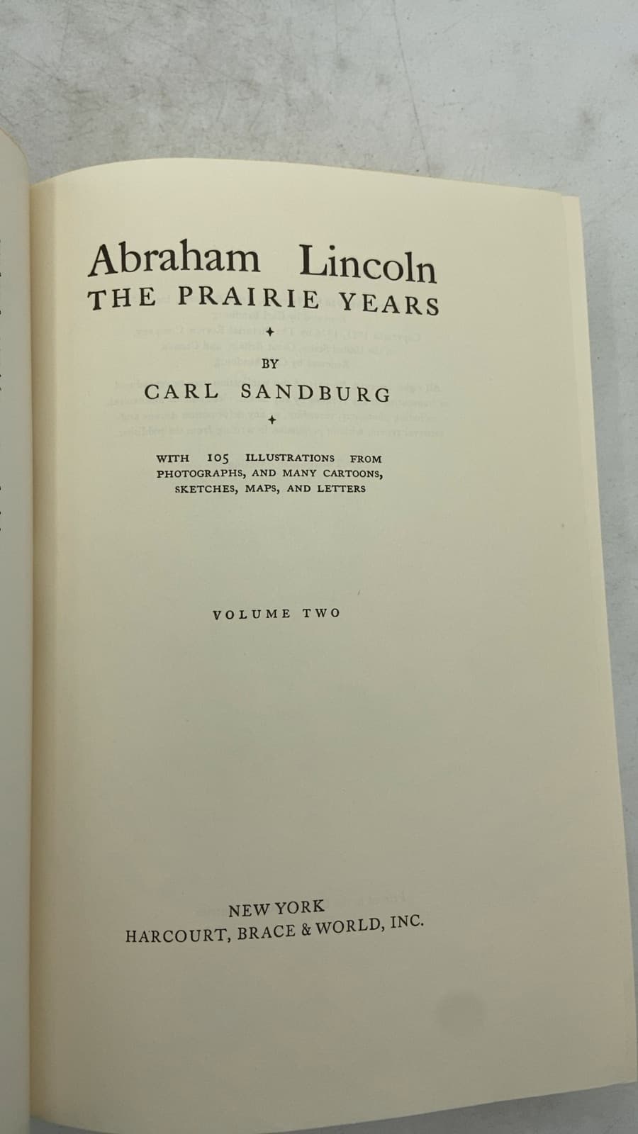 Abraham Lincoln: The Prairie Years, Volume Two by Carl Sandburg - title page