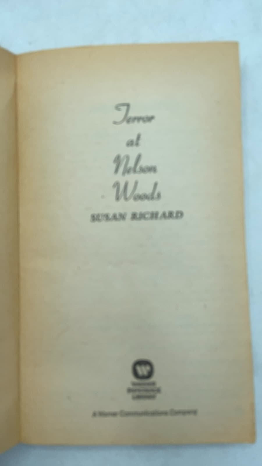 Terror at Nelson Woods by Susan Richard - title page