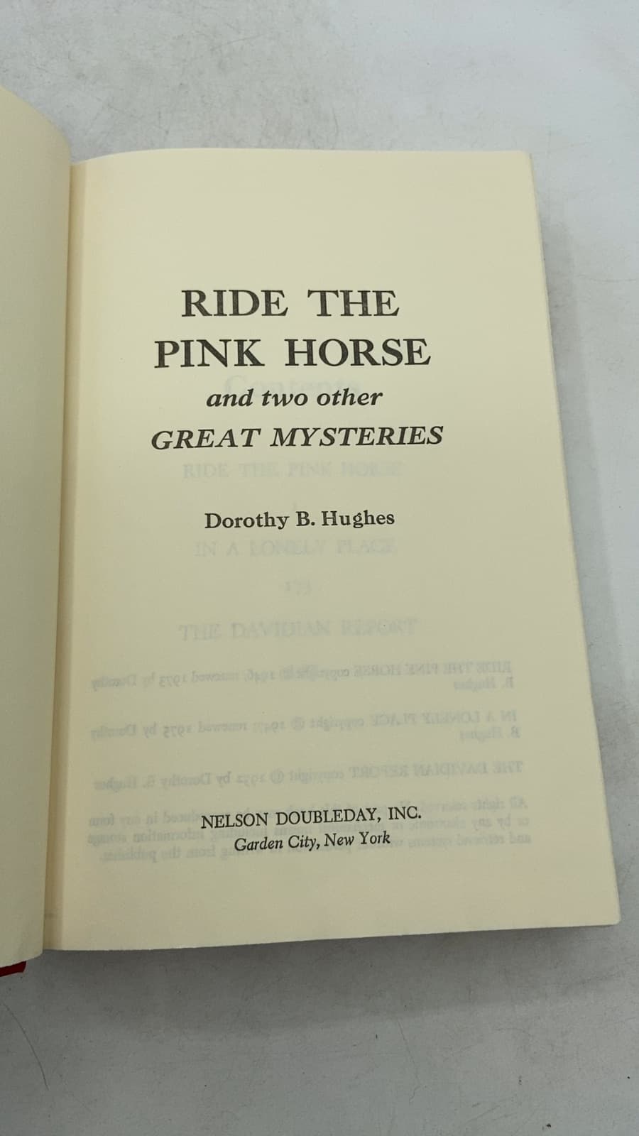 Ride THE Pink Horse and Two Other Great Mysteries by Dorothy B. Hughes - title page