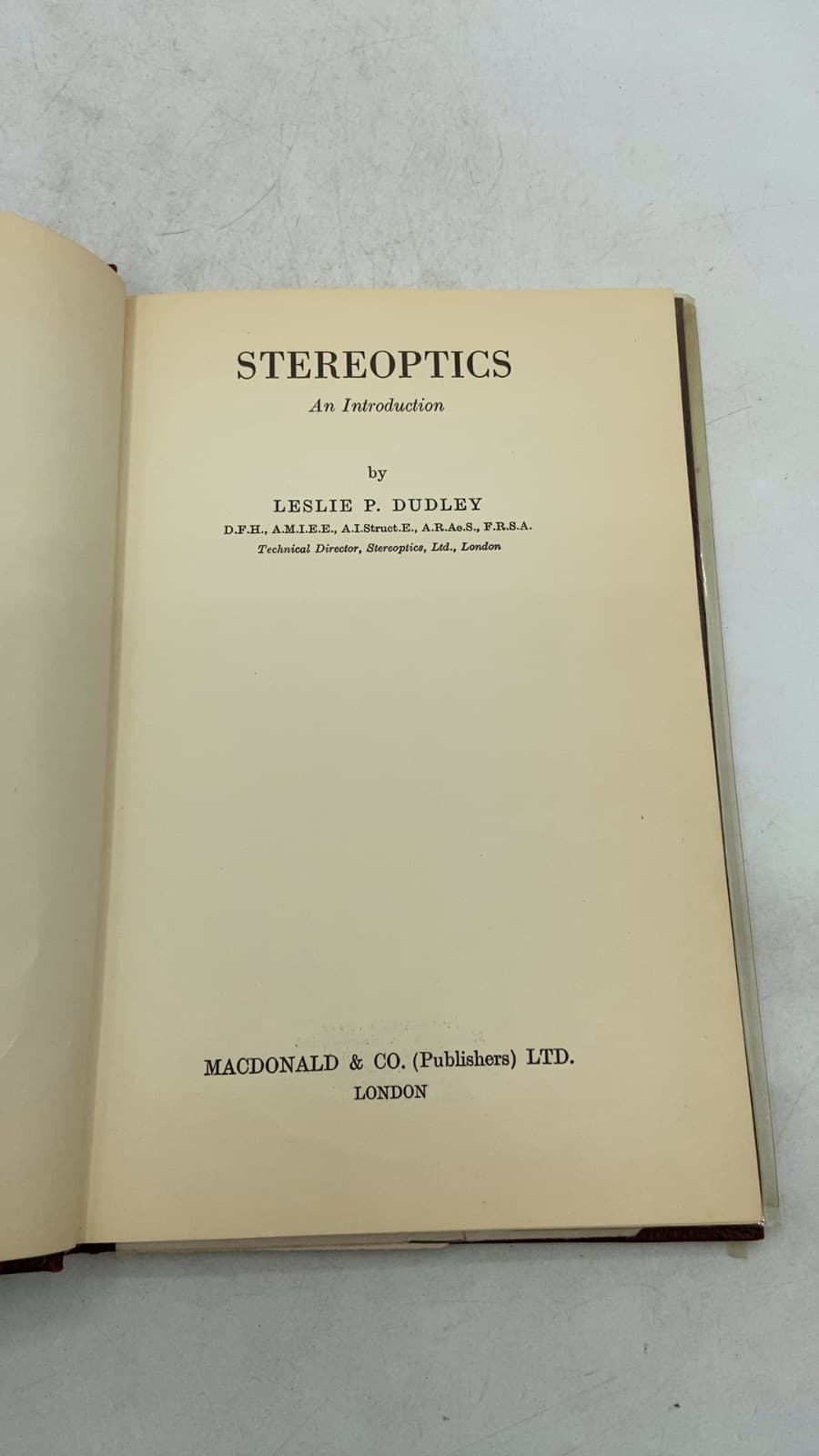Stereoptics: An Introduction by Leslie P. Dudley - title page