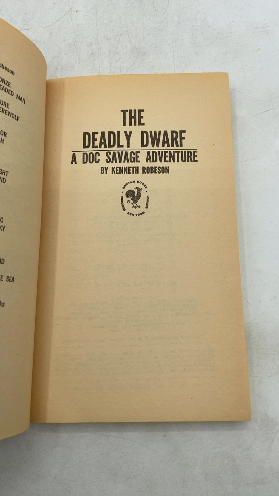 The Deadly Dwarf: A Doc Savage Adventure by Kenneth Robeson - title page