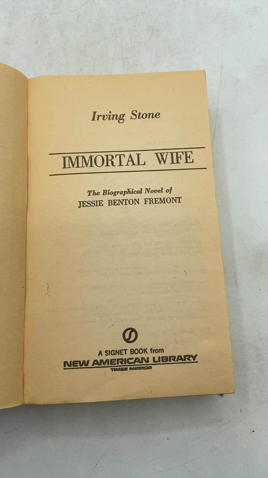 Immortal Wife by Irving Stone - title page