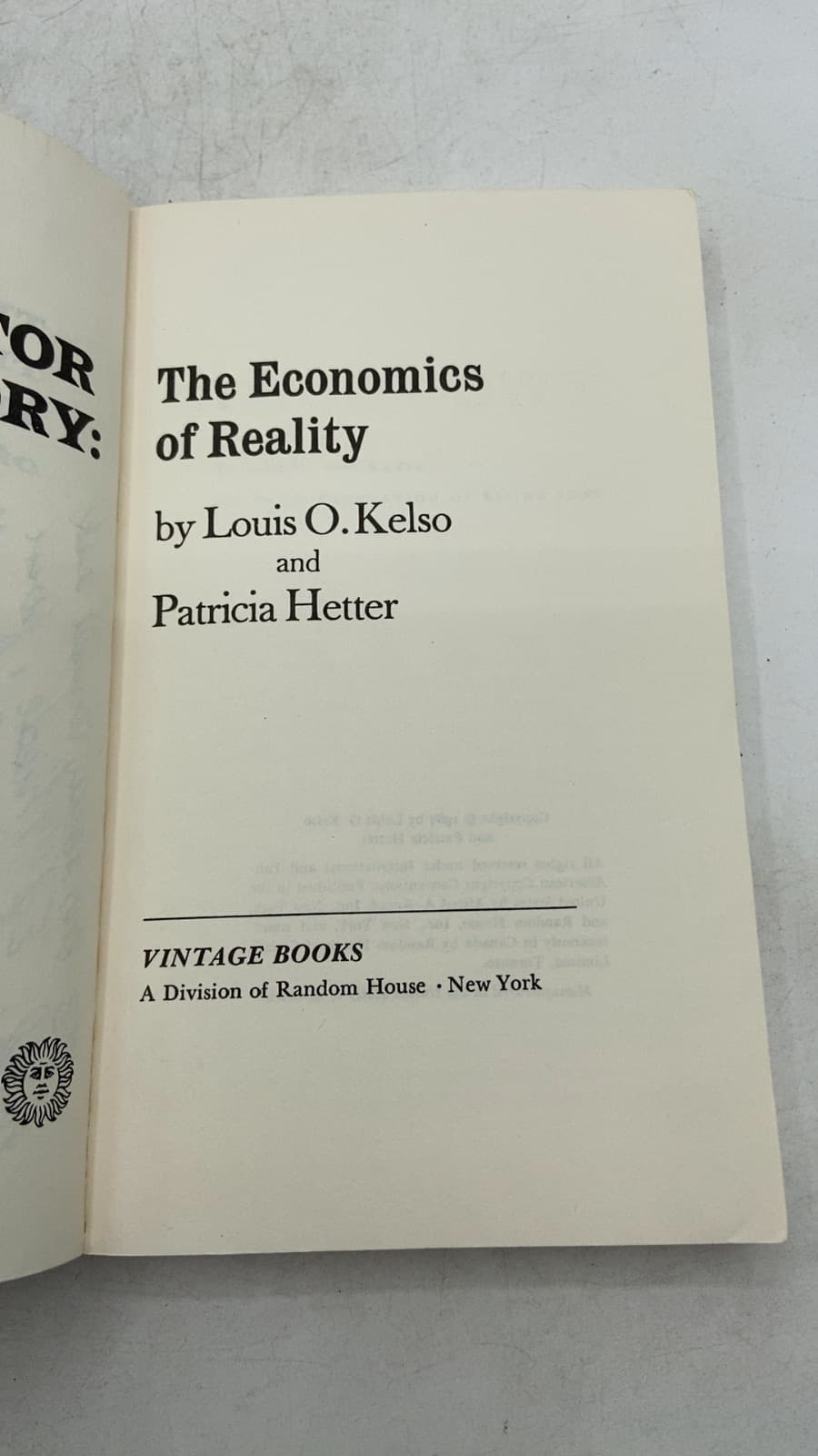 Two-Factor Theory: The Economics of Reality by Louis O. Kelso and Patricia Hetter - title page