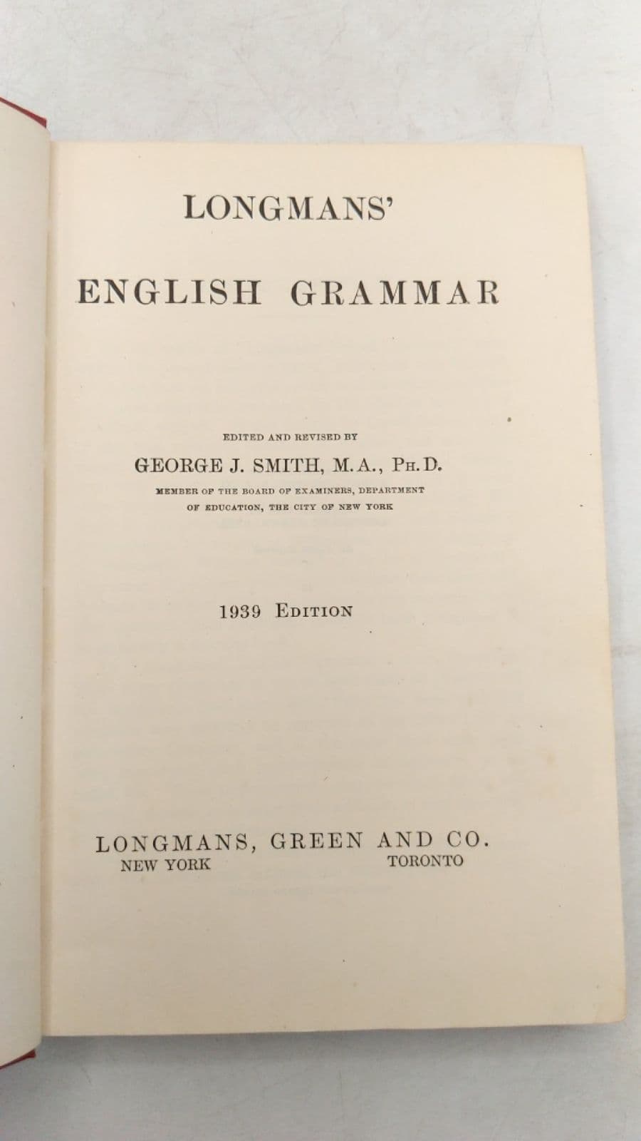 Longmans' English Grammar by George J. Smith, M.A., Ph.D. - title page