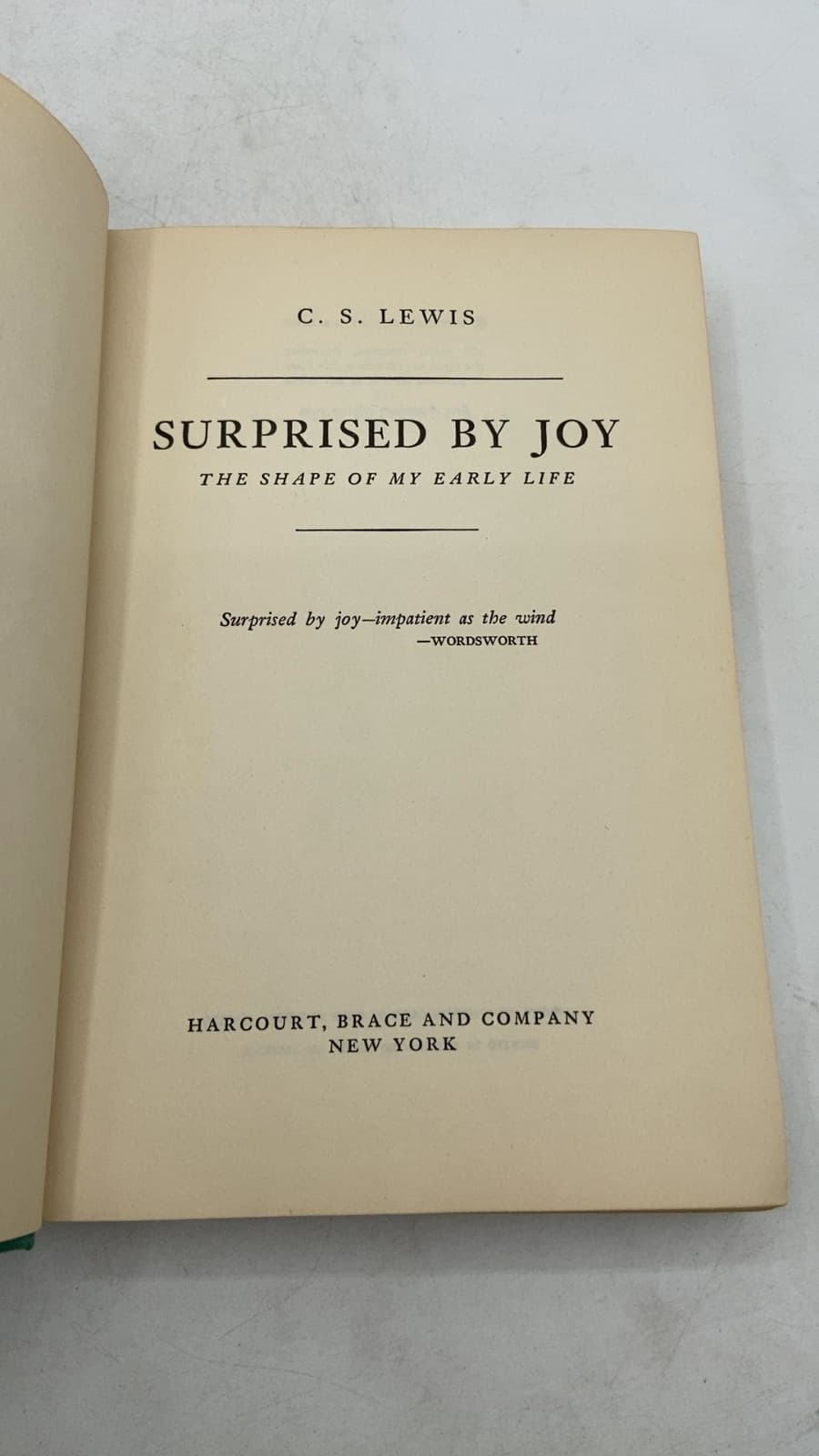 Surprised by Joy: The Shape of My Early Life by C. S. Lewis - title page