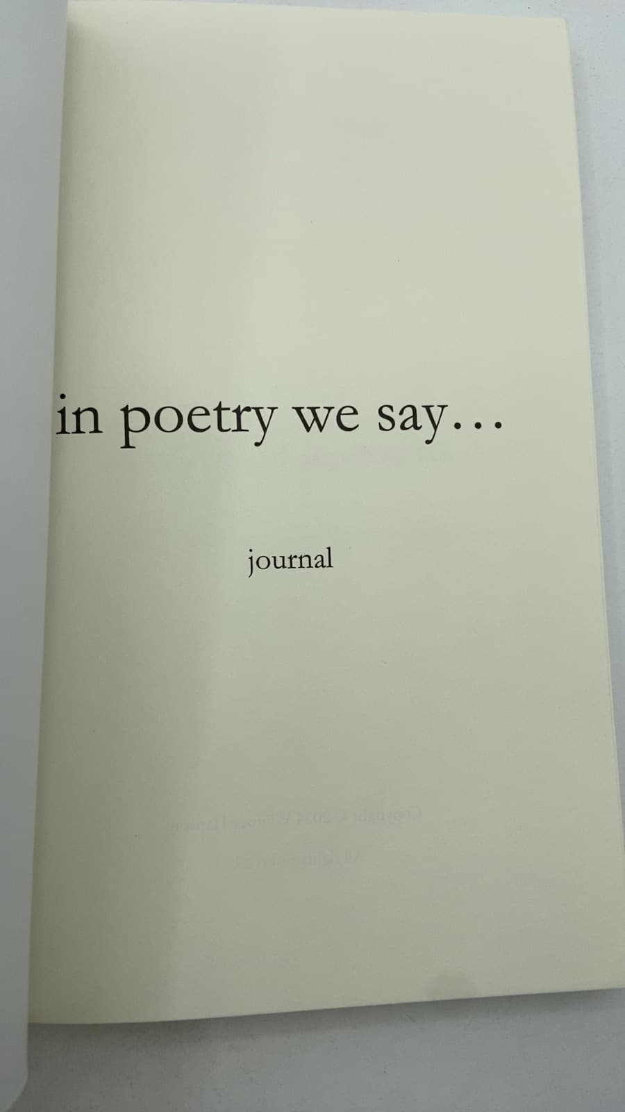 in poetry we say... journal by Whitney Hanson - title page